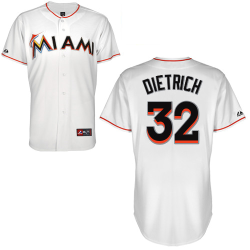 Derek Dietrich #32 Youth Baseball Jersey-Miami Marlins Authentic Home White Cool Base MLB Jersey
